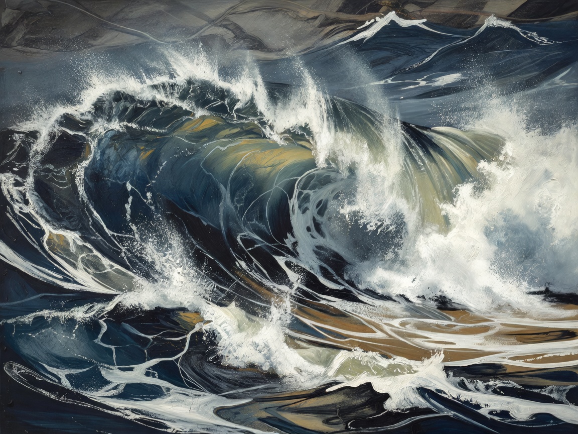Abstract ocean wave artwork representing Barbarian Days by William Finnegan